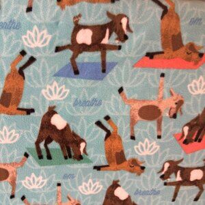 Anti-Pill Plush Fleece Yoga Goats Om Peace Breath Blue By the Yard